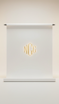 Cream Whisper Vinyl Backdrop with Custom Gold Monogram