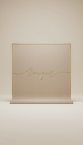 Champagne Taupe Fabric Backdrop with Gold Edge
