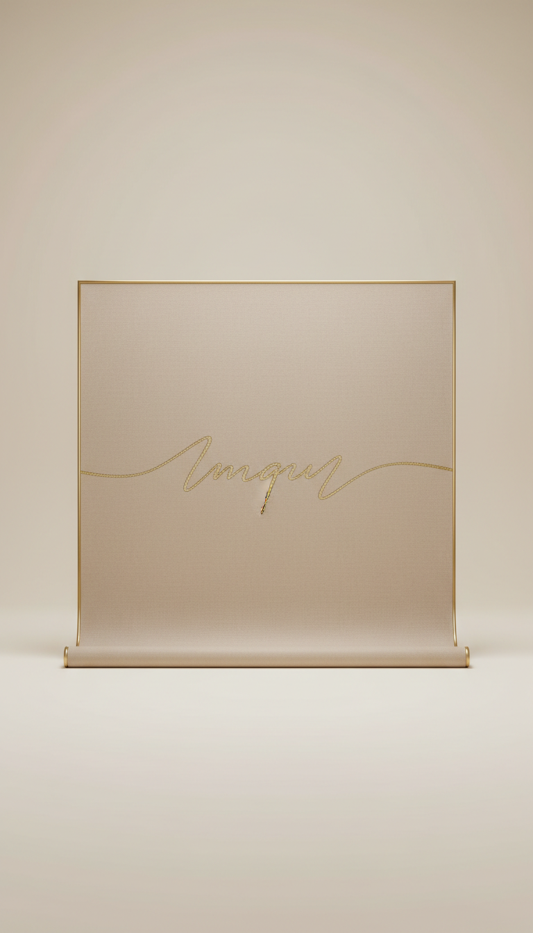 Champagne Taupe Fabric Backdrop with Gold Edge
