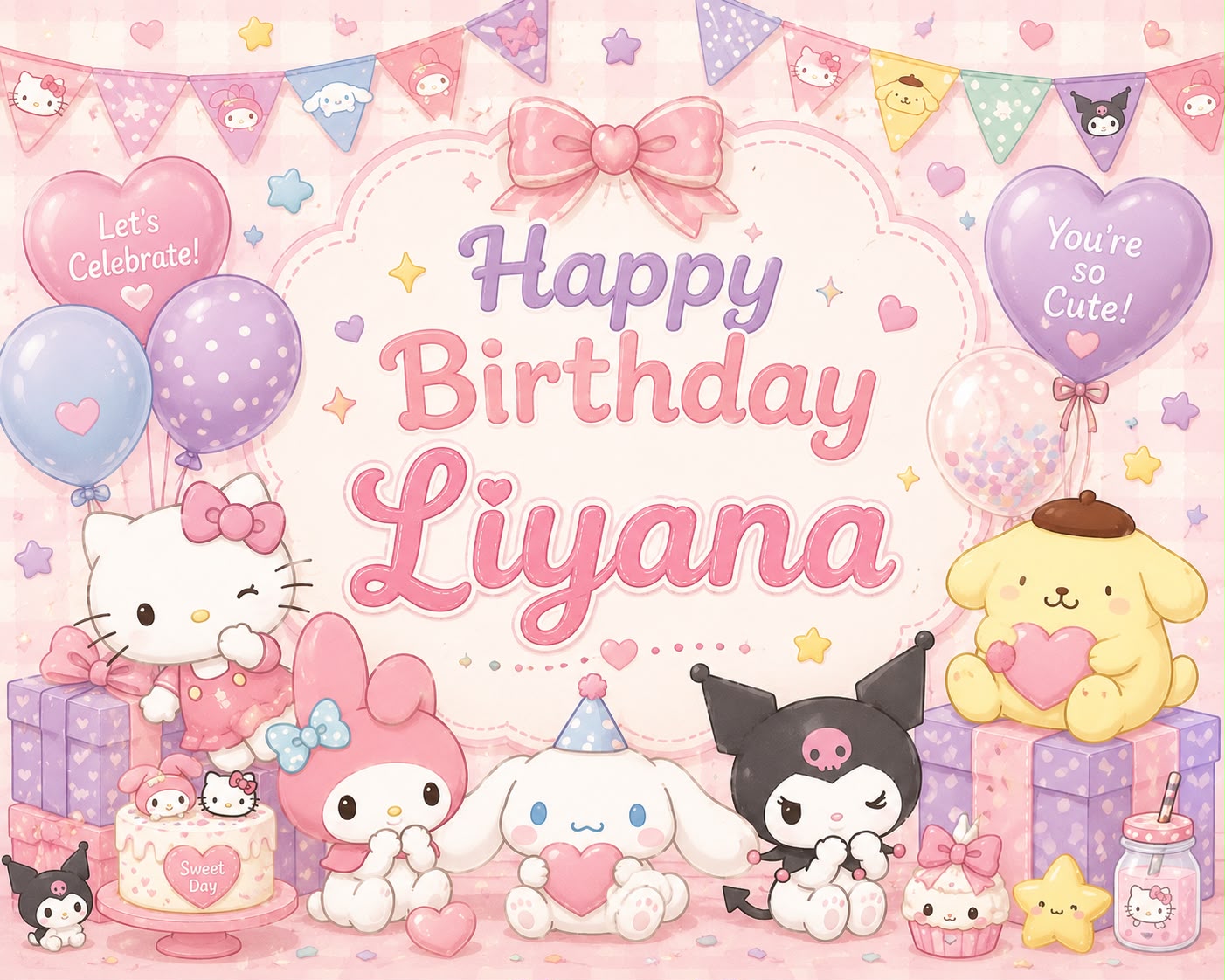 Cute Kawaii Birthday Backdrop