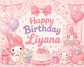 Kawaii Bunny Birthday Backdrop