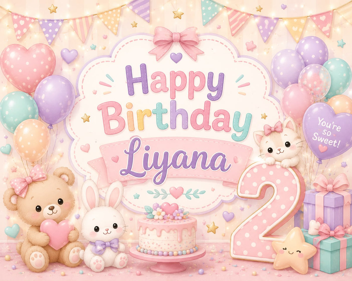 Pastel 2nd Birthday Backdrop