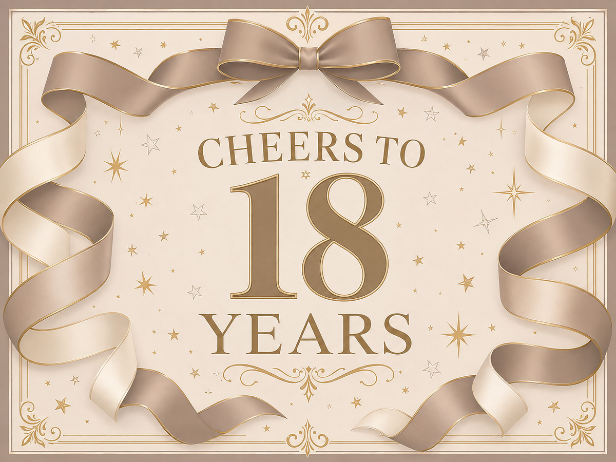 Cheers to 18 Years neutral birthday backdrop design