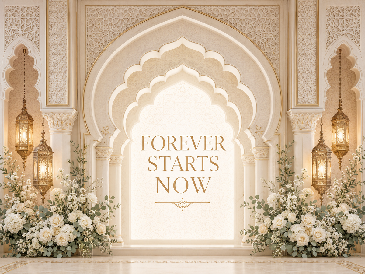 Arabic Inspired Arches Engagement Backdrop