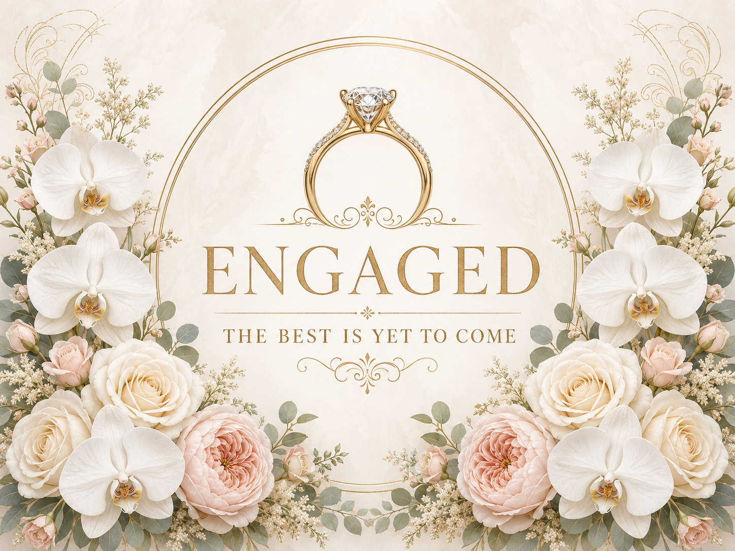 Ring and Florals Engagement Backdrop