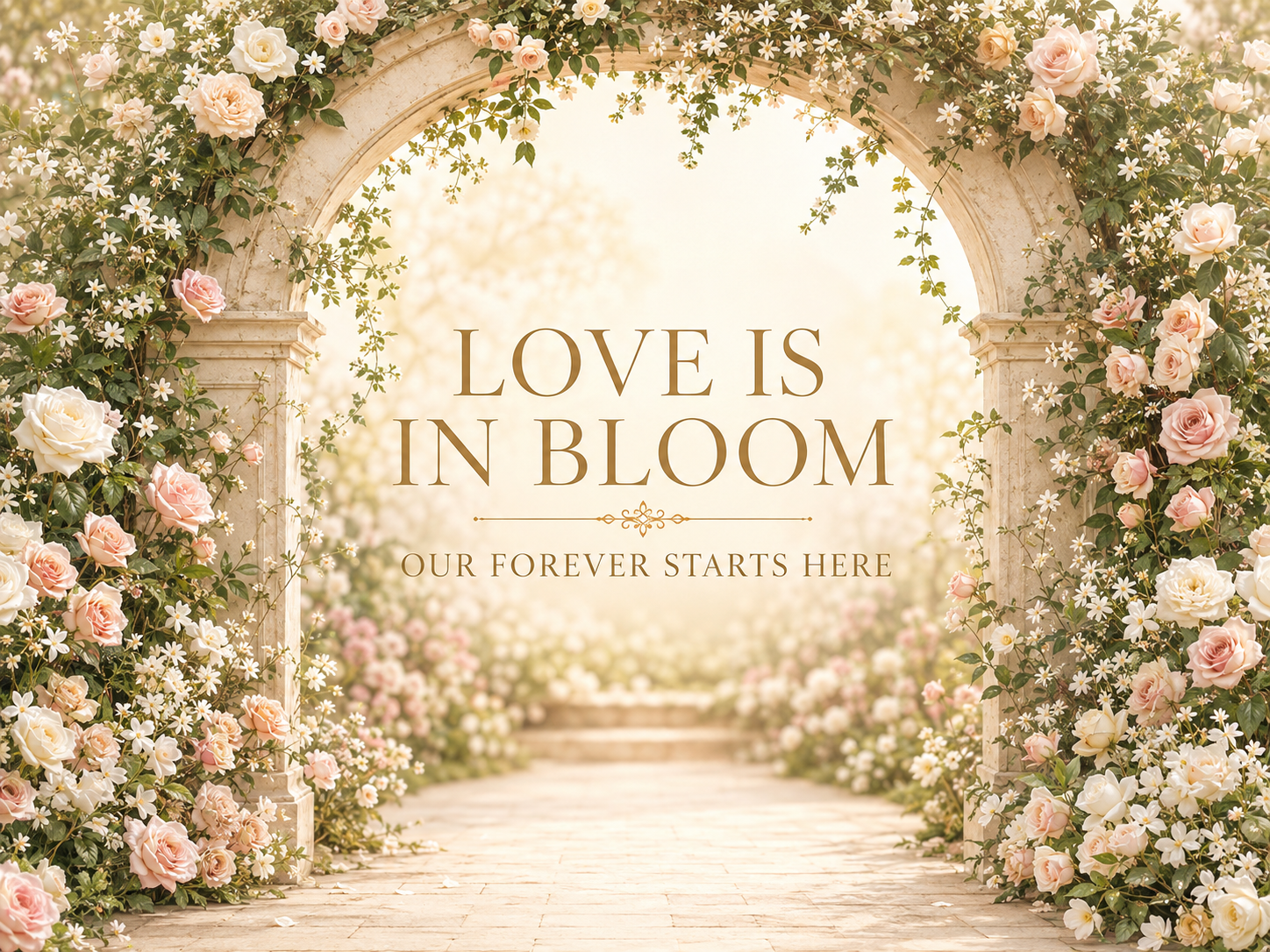 Love Is in Bloom Engagement Backdrop