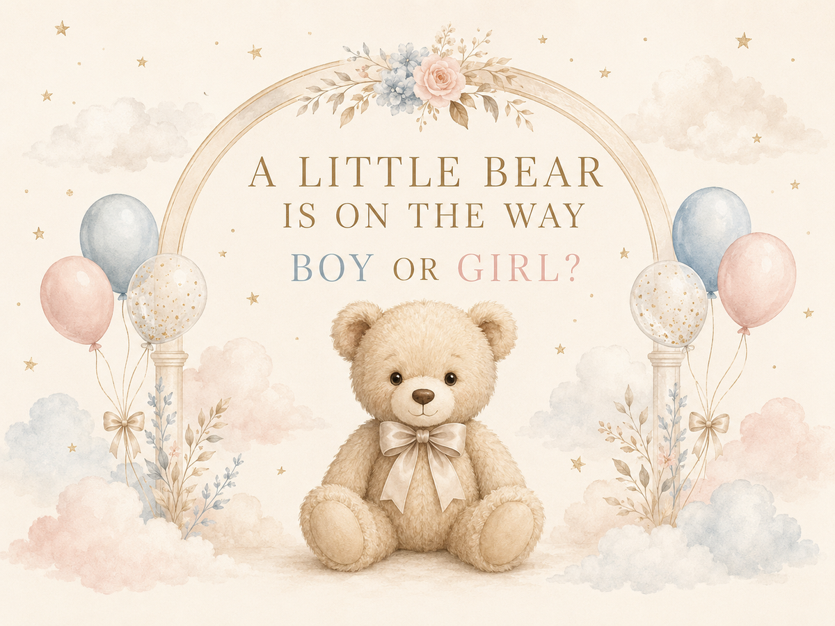 Little Bear gender reveal backdrop