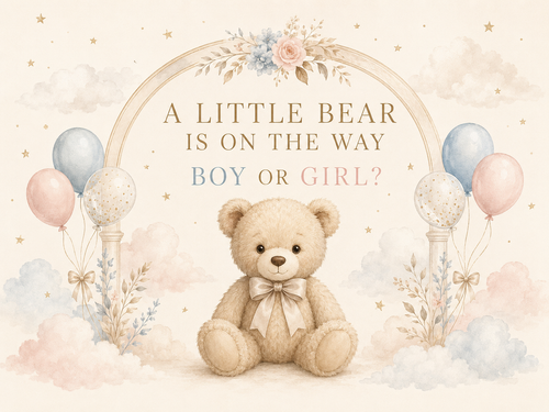 Little Bear gender reveal backdrop