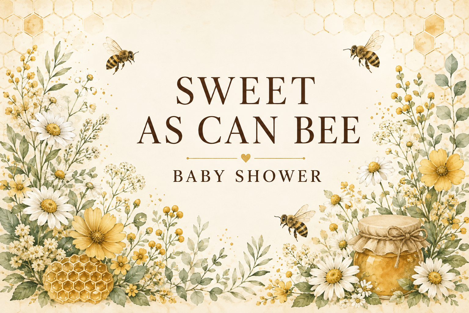 Sweet as Can Bee personalised honey bee baby shower fabric backdrop