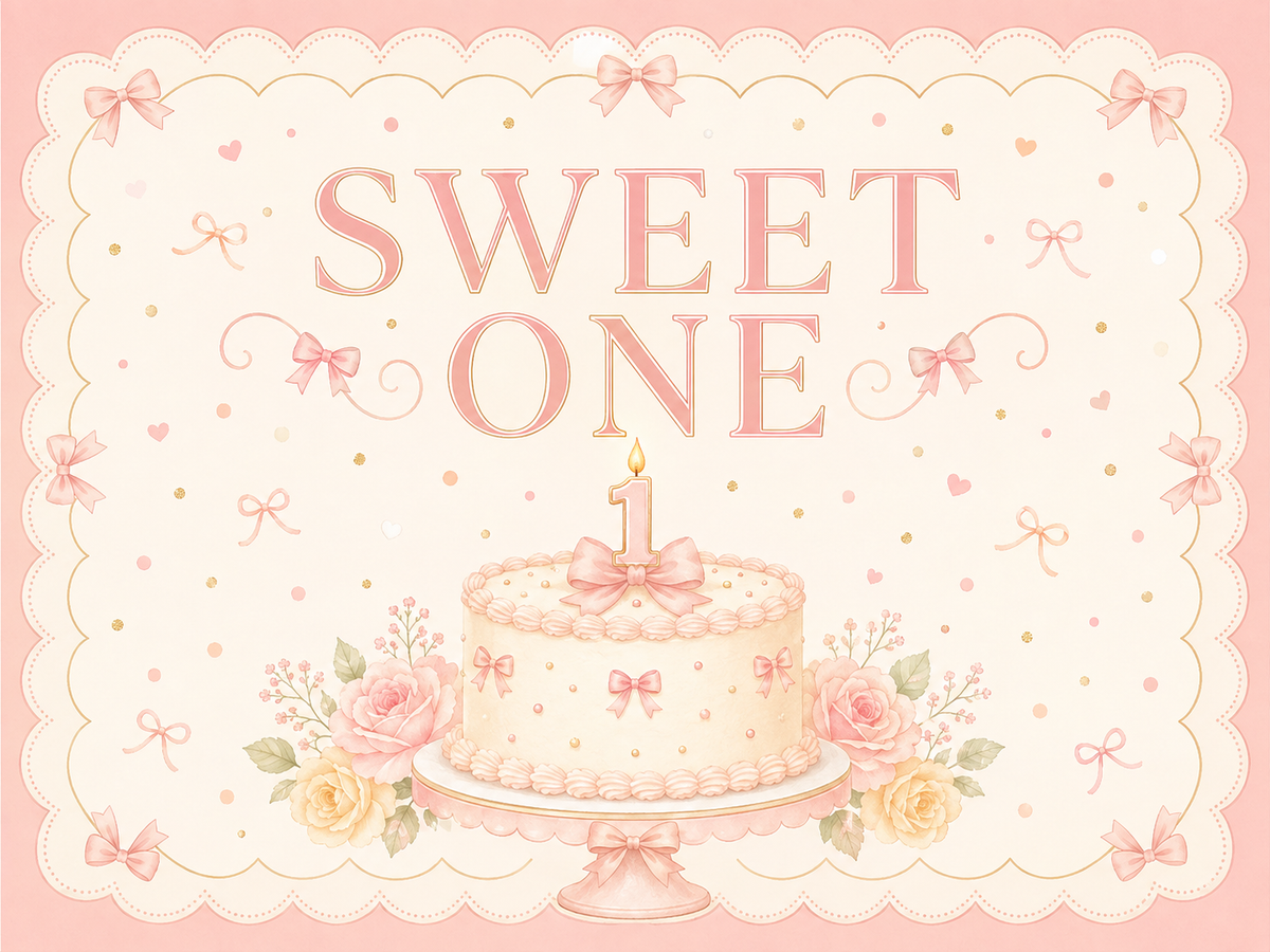 Sweet One pink birthday backdrop design
